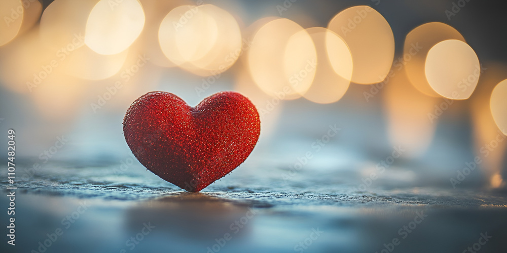 Heart-Shaped Glass Sculpture with Bokeh Lights Heart-Shaped Glass Sculpture with Bokeh Lights