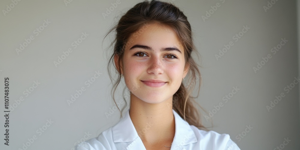 Woman in White Lab Coat Smiling Woman in White Lab Coat Smiling