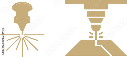 Engraving and Manufacturing icon while cutting material with laser technology