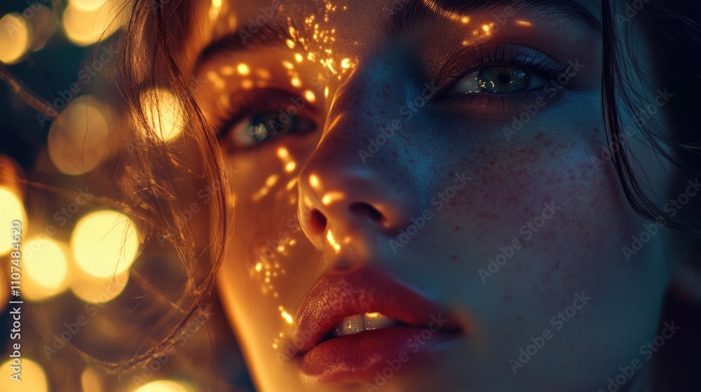 Obraz premium Woman's face with lights