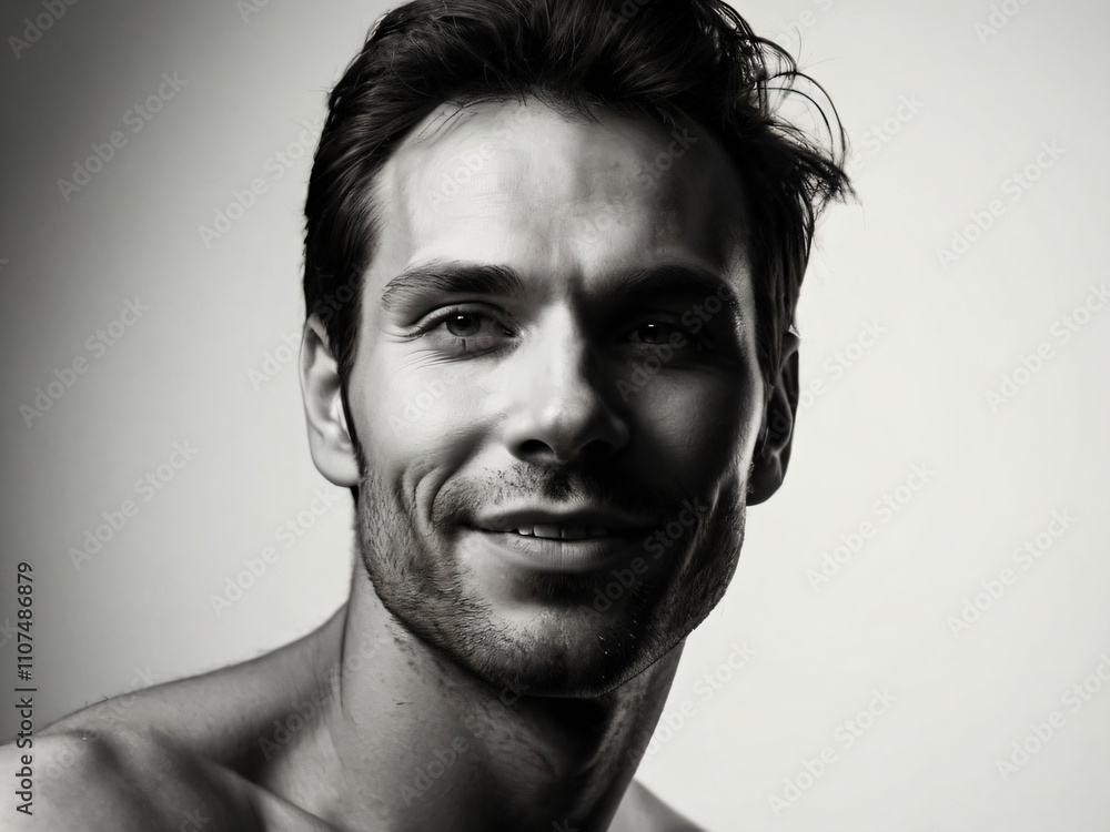 Obraz premium A monochrome, blurred portrait emphasizing light and texture.