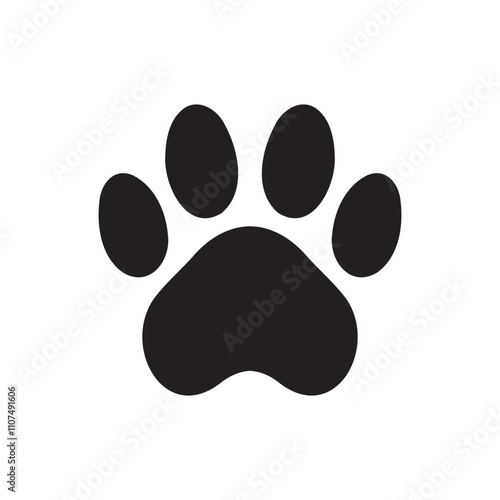 Dog paw footprint silhouette vector illustration