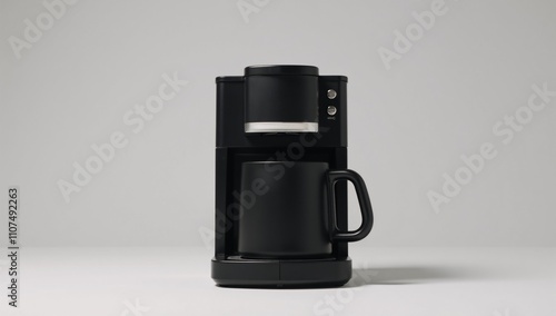 White-background illustration featuring a coffee maker photo