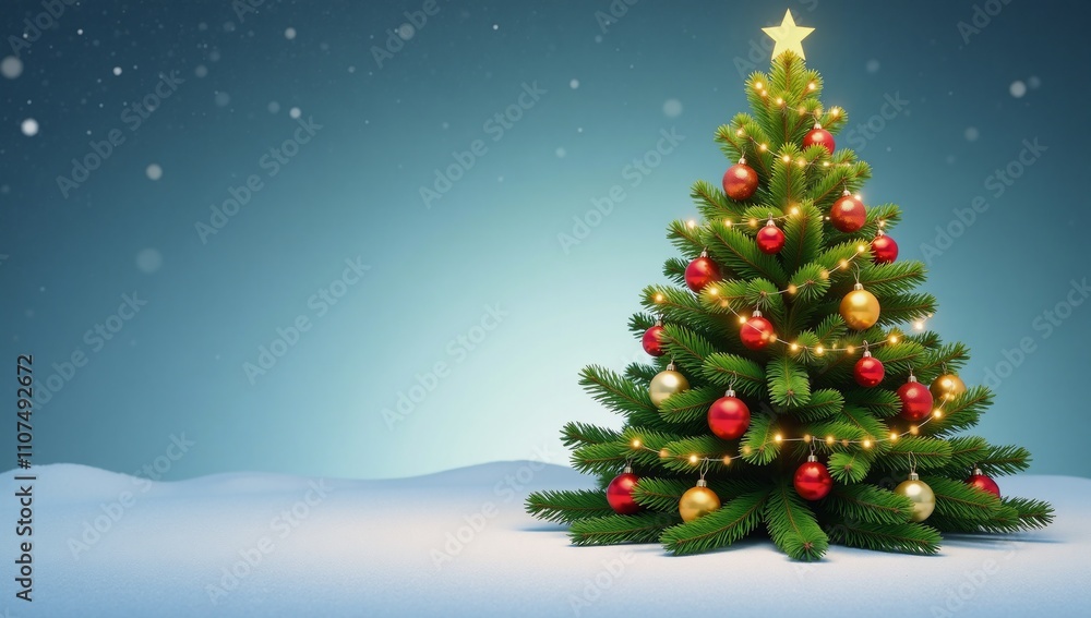 Obraz premium Digital art depicting Christmas tree against backdrop