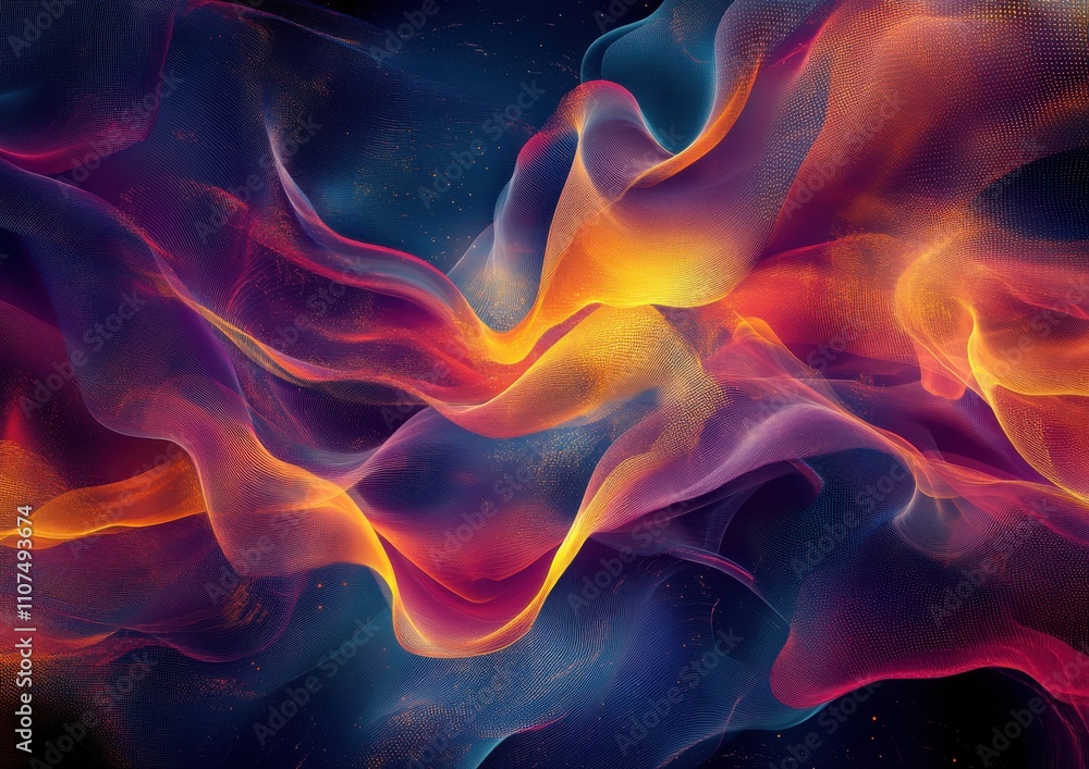 Obraz premium Abstract Colorful Waves of Light and Color Flowing Elegantly Through a Dark Background, Creating a Dynamic and Vibrant Visual Experience