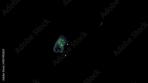 Fire and ice background animation. Fluid motion of orange and blue particles mixing in the water. Fire and ice fluid movement. Ink drops mixing together. Bright glowing fluid movement. 4k