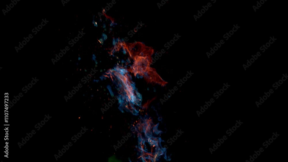Fire and ice background animation. Fluid motion of orange and blue ...
