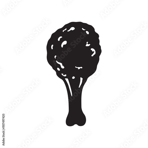 Fried  chicken leg or drumstick silhouette vector illustration
