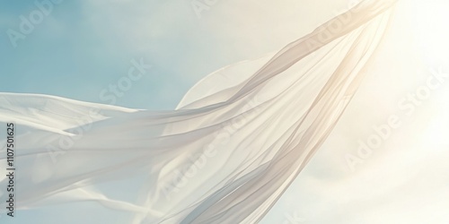 Fluttering white fabric Shimmering pastel sky Slow-mo