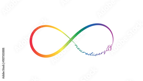 infinity rainbow symbol. infinity sign in rainbow spectrum colors. .Neurodiversity awareness and acceptance concept vector with rainbow infinity symbols. Autism awareness.	