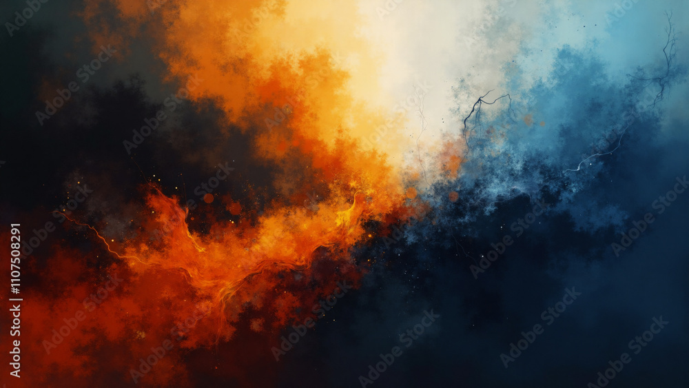 Fototapeta premium Abstract orange and blue background. Generative