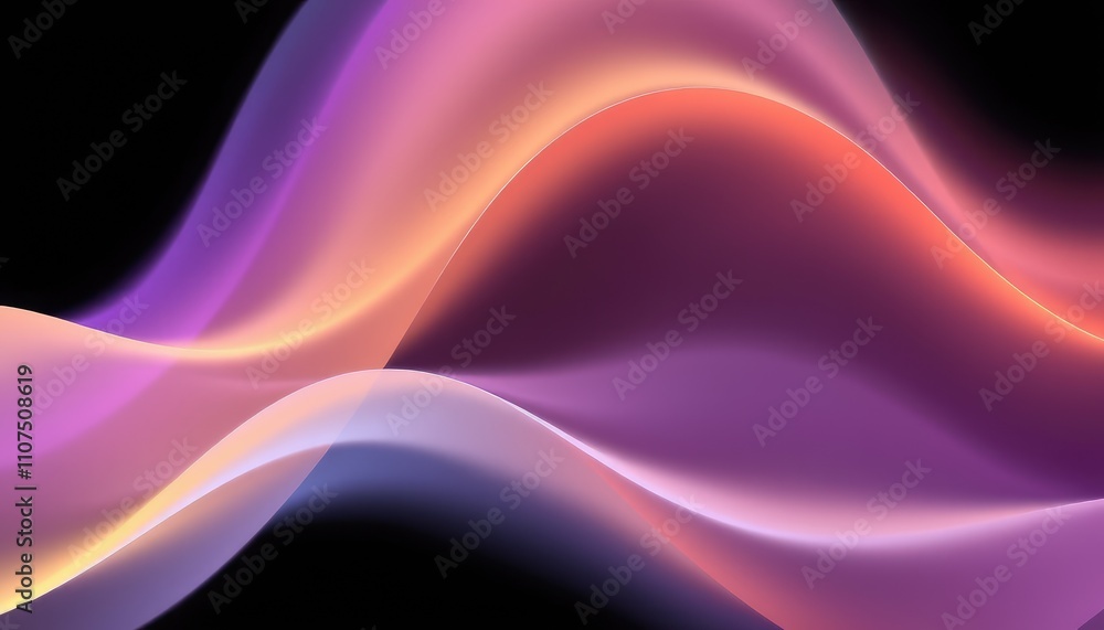 Fototapeta premium Abstract colourful realistic fluid flow waves on black gradient background, Generative Ai