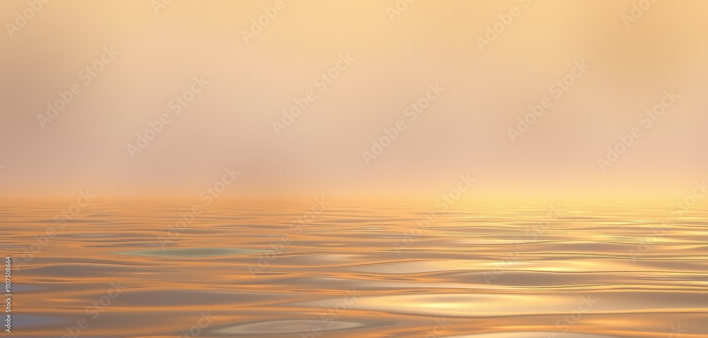 Fototapeta premium Soft golden gradient holographic ocean calm with blurred pastel background, Generative Ai