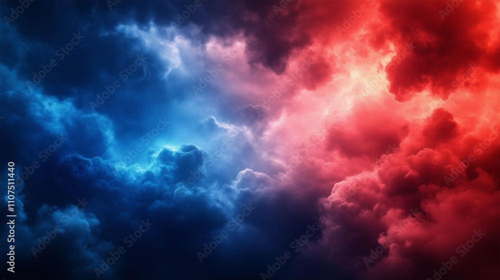 Fototapeta premium Vibrant Red and Blue Fantasy Cloudscape