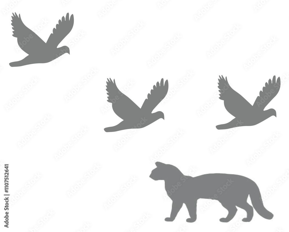 Obraz premium birds are craying the cat