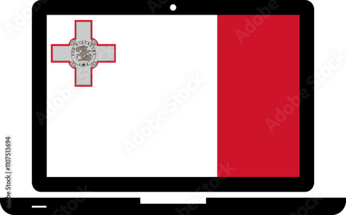 Malta Flag in Laptop