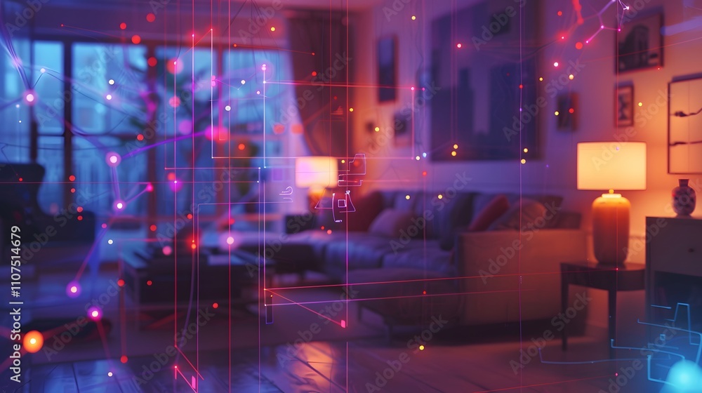 Obraz premium Futuristic Smart Home with Digital Interface