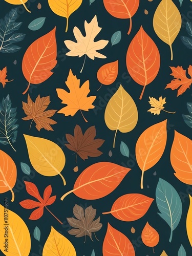 Autumn Leaves Seamless Pattern: A Vibrant Fall Design photo