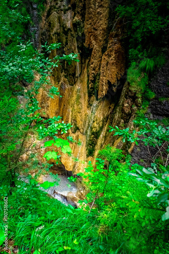 Hiking through the Giessenbach Gorge in Bavaria Germany photo