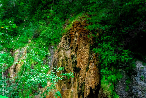 Hiking through the Giessenbach Gorge in Bavaria Germany photo