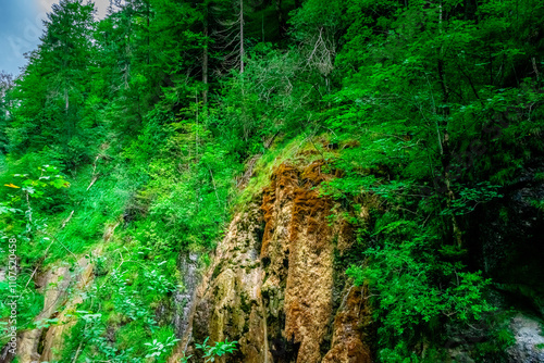 Hiking through the Giessenbach Gorge in Bavaria Germany photo