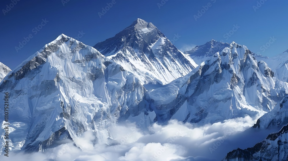 Obraz premium Majestic Snow-Covered Mountain Peaks