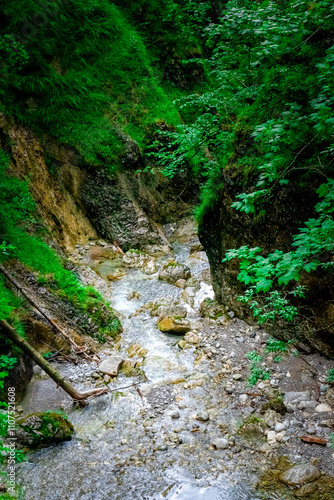 Hiking through the Giessenbach Gorge in Bavaria Germany photo