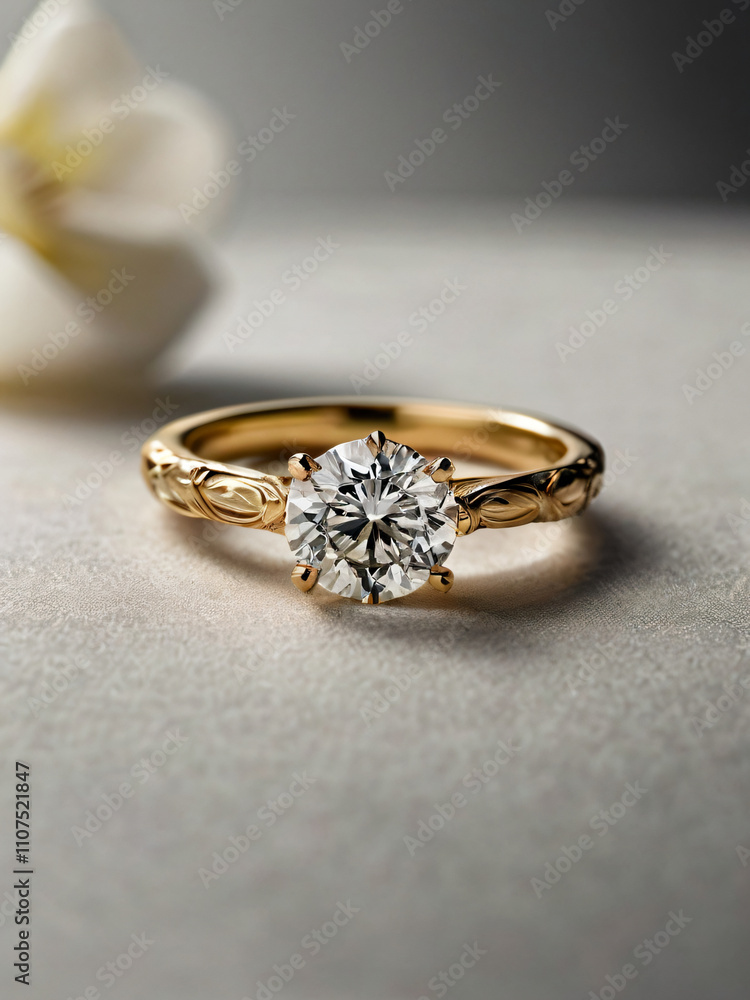 A wedding ring with a sparkling diamond. A wedding ring with a sparkling diamond.