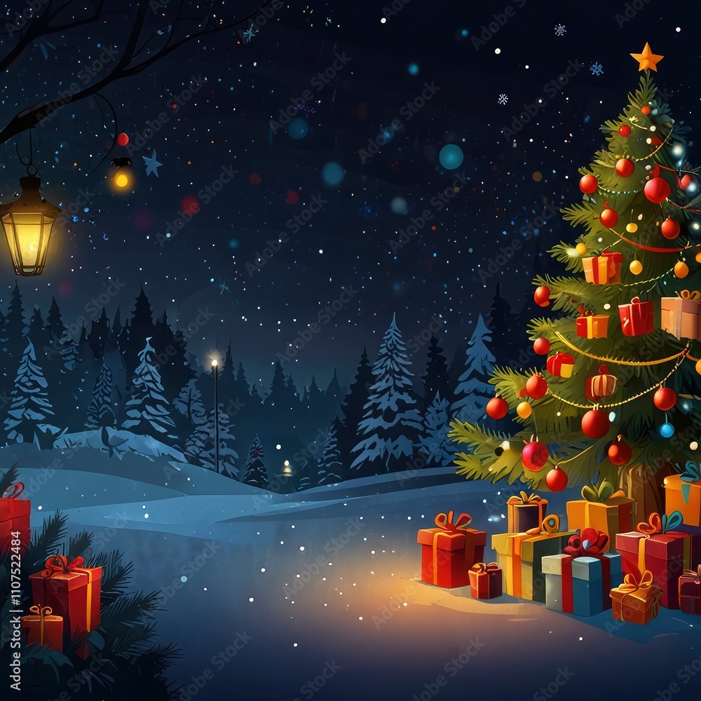 Obraz premium Christmas tree in front of the house