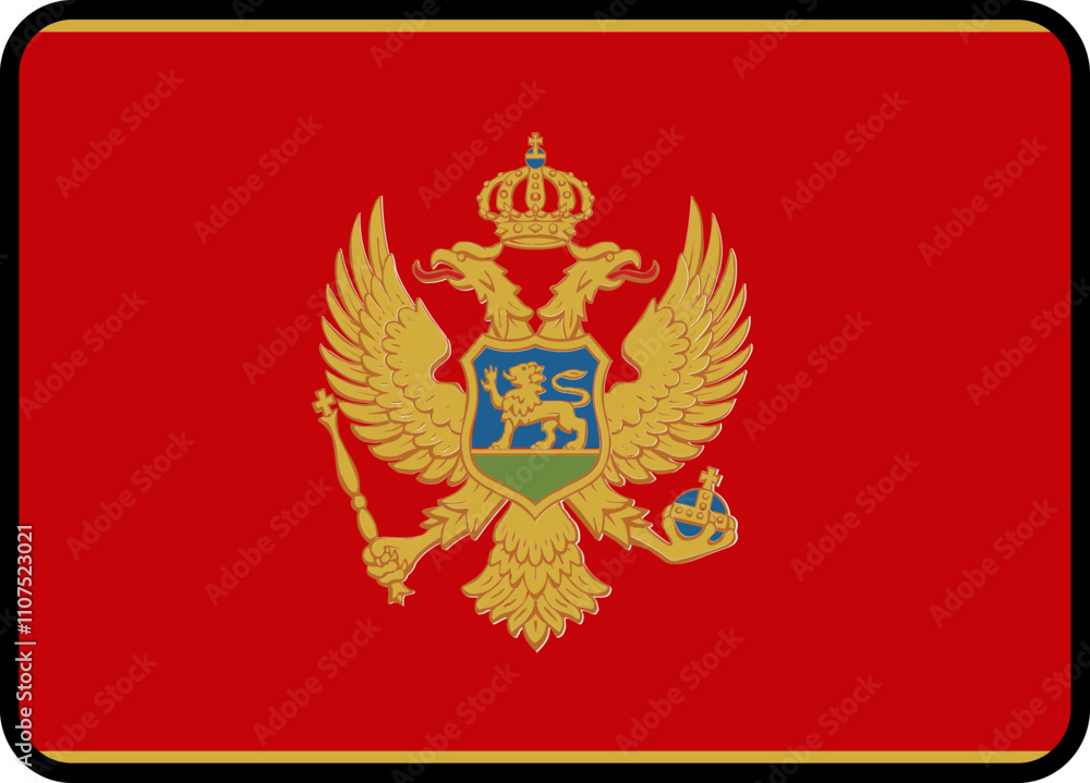 Montenegro Flag Rounded Rectangle Icon Montenegro Flag Rounded Rectangle Icon