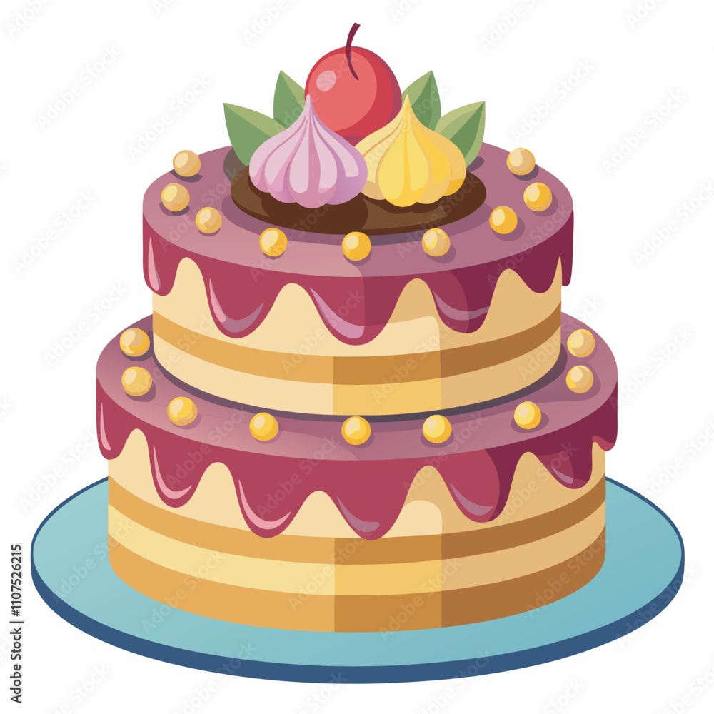 Birthday cake vector on a isoleted white background Birthday cake vector on a isoleted white background