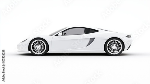 Sleek White Sports Car in Minimalist Studio Environment