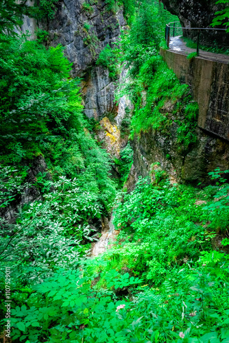 Hiking through the Giessenbach Gorge in Bavaria Germany photo