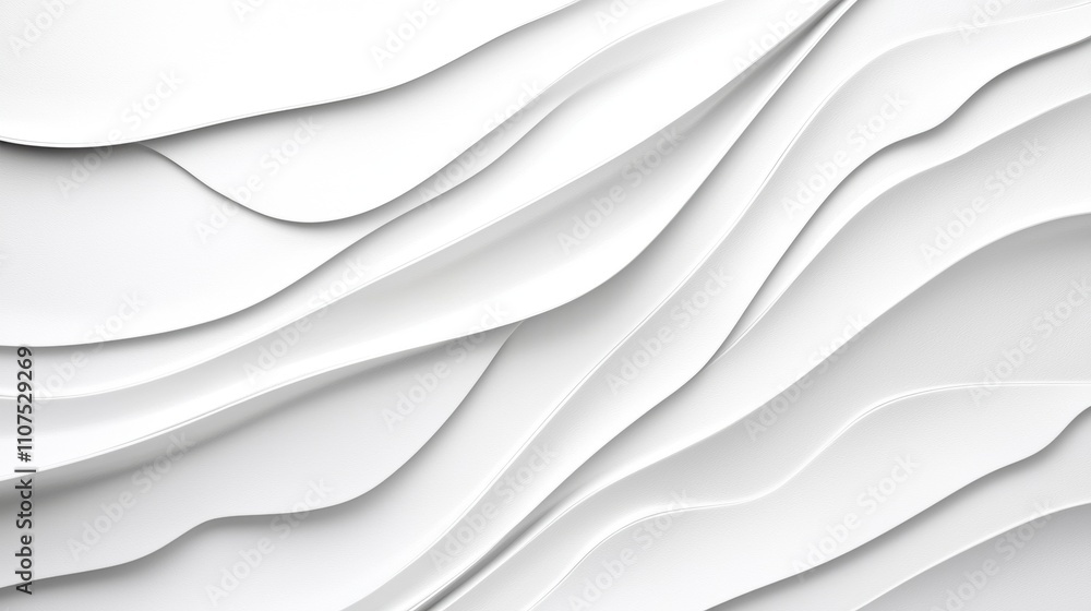Obraz premium Fluid White Waves Creating a Soft Textured Background for Design