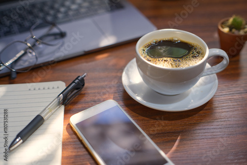 cup of coffee and notebook