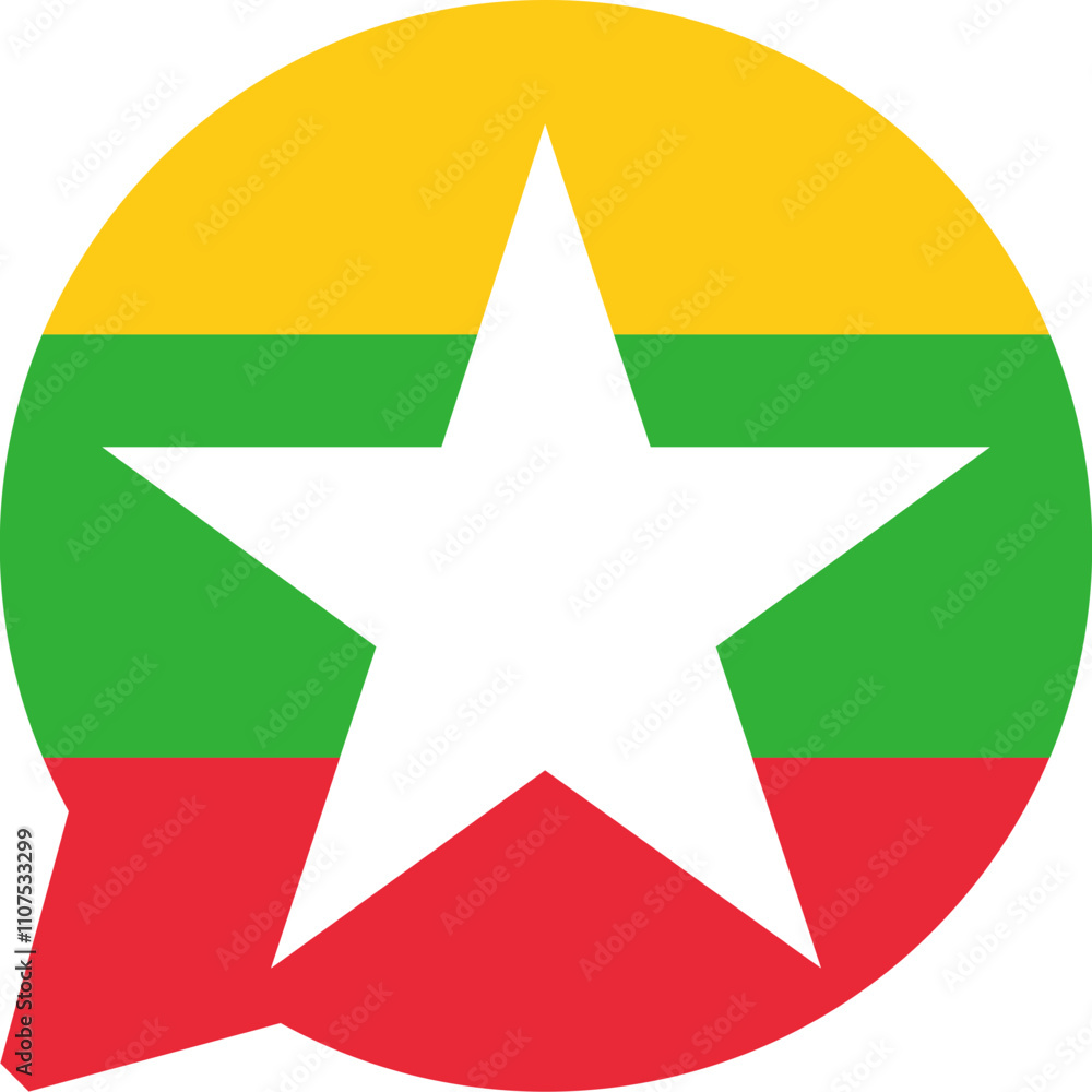 Obraz premium Chat Icon on Myanmar Flag