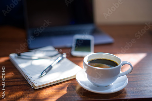 cup of coffee and notebook