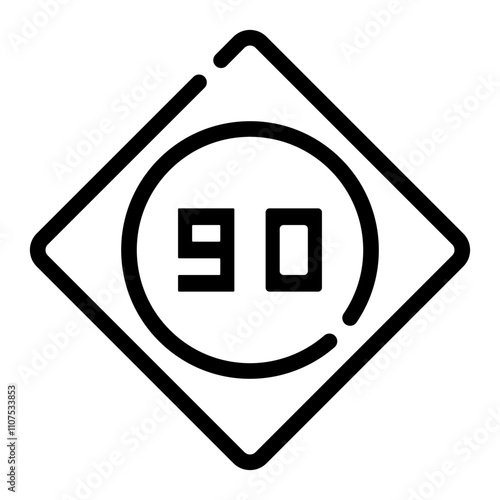 Outline Speed Limit Icon for Road Signs and Speed Restrictions
