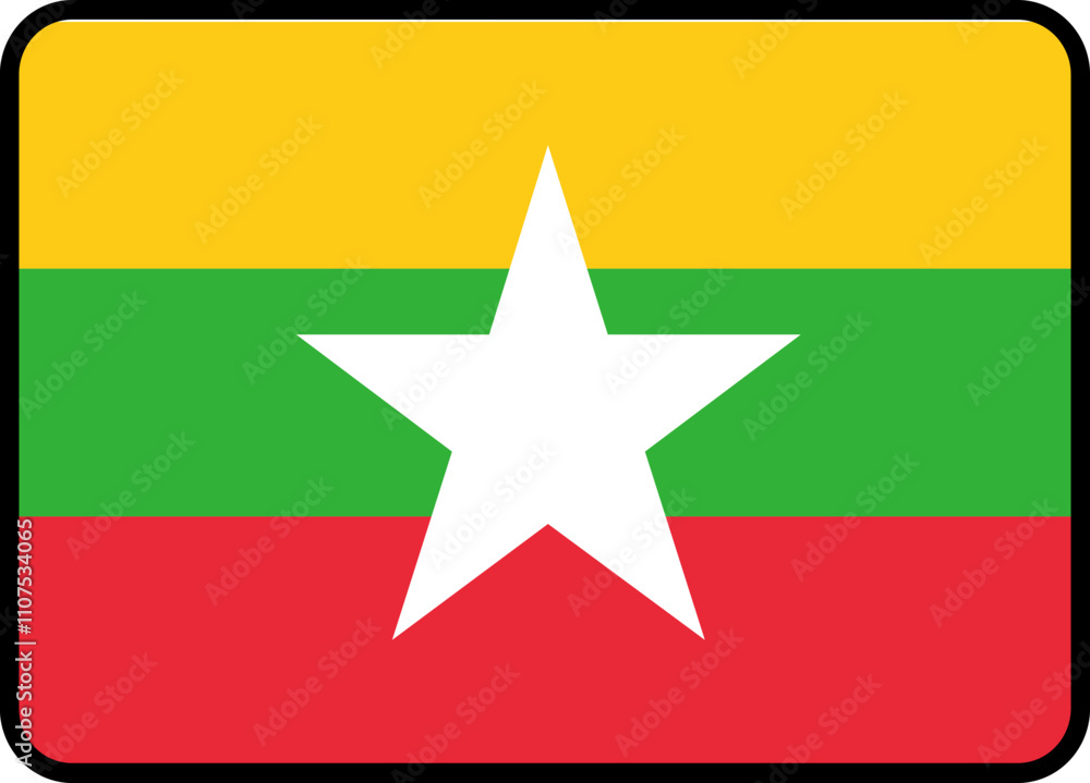 Myanmar Flag Rounded Rectangle Icon Myanmar Flag Rounded Rectangle Icon