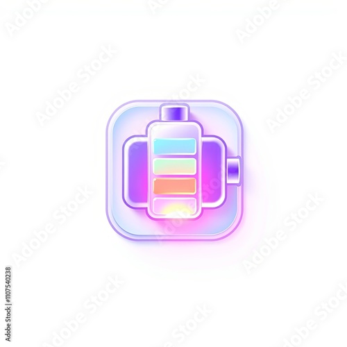 3D Whimsical Battery Icon with Cartoonish Style for Transparent Overlay Design photo