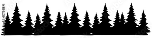 Christmas forest Winter background. Pine trees forest landscape