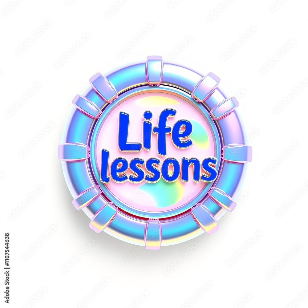 Fototapeta premium 3D Icon of Life Lessons Holographic Overlay Joyful Style with Color-Shifting Iridescent Aesthetic for Captivating Visuals and High-Resolution Commercial Use