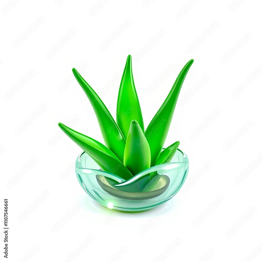 Fototapeta premium 3D Enchanted Aloe Vera Icon Glowing Rune Holographic Design for Digital Art and Marketing Materials with Copy Space