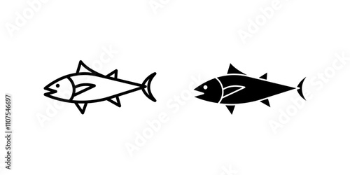 fish Icon set. Symbol isolated white background. vector illustration. color editable.