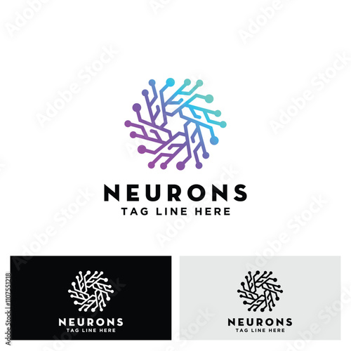 abstract Neuron logo or nerve cell logo design inspiration or circuit line dot symbol connecting, molecule neuron logo. clinic logoWeb