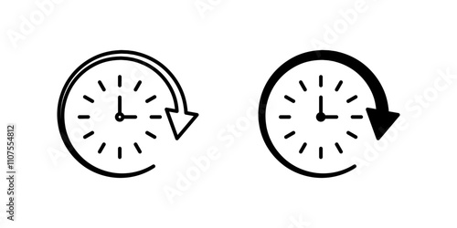 Clock and circular Icon set. Symbol isolated white background. vector illustration. color editable.