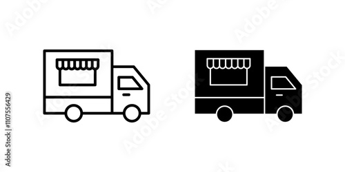 food truck Icon set. Symbol isolated white background. vector illustration. color editable.