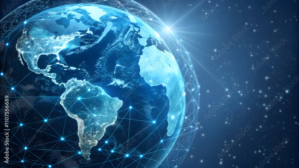 Fototapeta premium earth globe on blue background