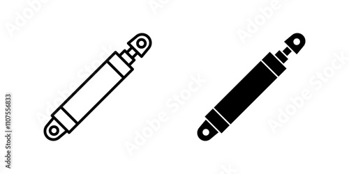 Hydraulic cylinder Icon set. Symbol isolated white background. vector illustration. color editable.