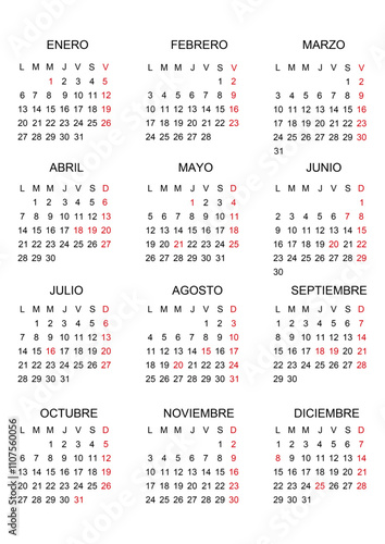 calendario editable chile 2025